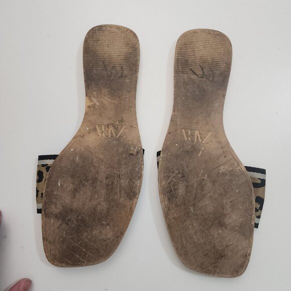 ZARA Leopard Print Y2K Style Slide Sandals Women's Size 7.5 - Picture 3 of 10